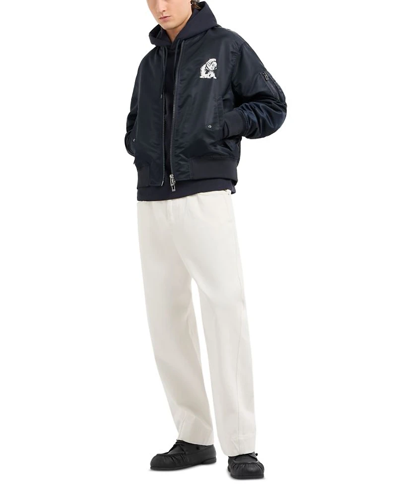 Embroidered Bulldog Hooded Sweatshirt