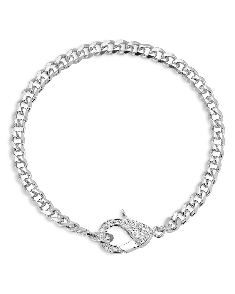 Aqua Pave Clasp Curb Chain Bracelet - Exclusive