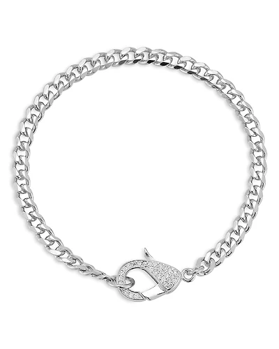 Aqua Pave Clasp Curb Chain Bracelet - Exclusive