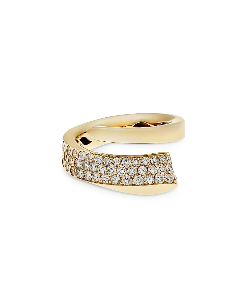 Crivelli 18K Yellow Gold Like Diamond Pave Bypass Ring - Exclusive, Italy Campaign