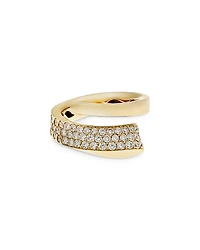 Crivelli 18K Yellow Gold Like Diamond Pave Bypass Ring - Exclusive, Italy Campaign