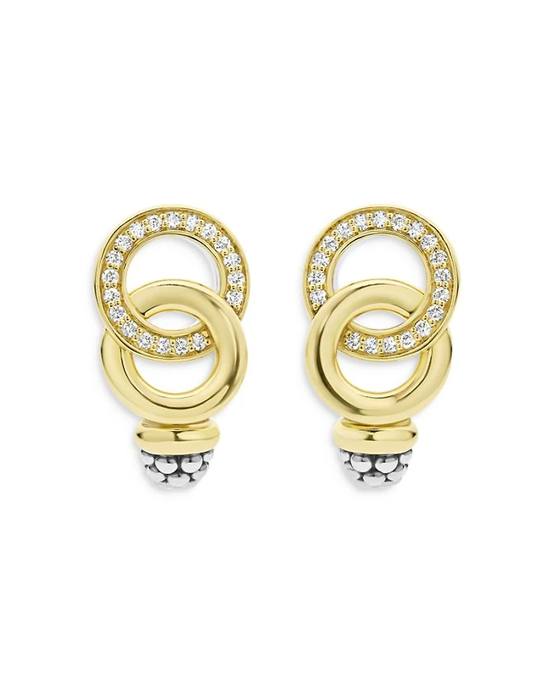 18K Yellow Gold & Sterling Silver Signature Caviar Diamond Statement Earrings