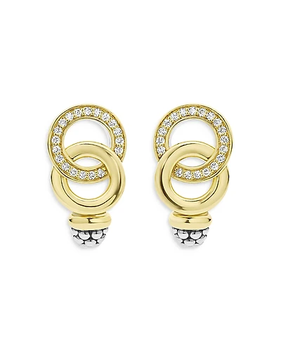 Lagos 18K Yellow Gold & Sterling Silver Signature Caviar Diamond Statement Earrings