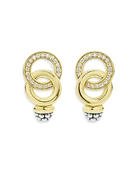 Lagos 18K Yellow Gold & Sterling Silver Signature Caviar Diamond Statement Earrings