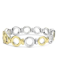 18K Yellow Gold & Sterling Silver Signature Caviar Diamond Interlocking Ring Link Bracelet