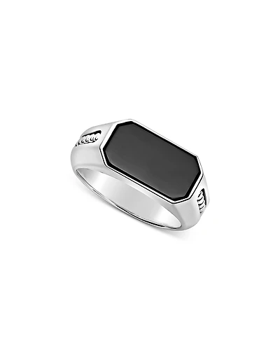Lagos Men's Sterling Silver Anthem Onyx Octagon Ring