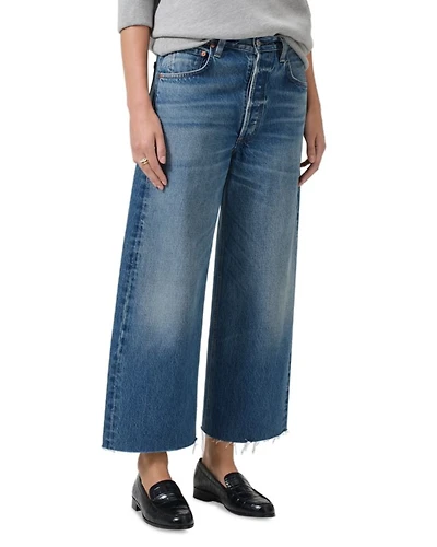 Ayla Raw Hem High Rise Cropped Wide Leg Jeans Doheny