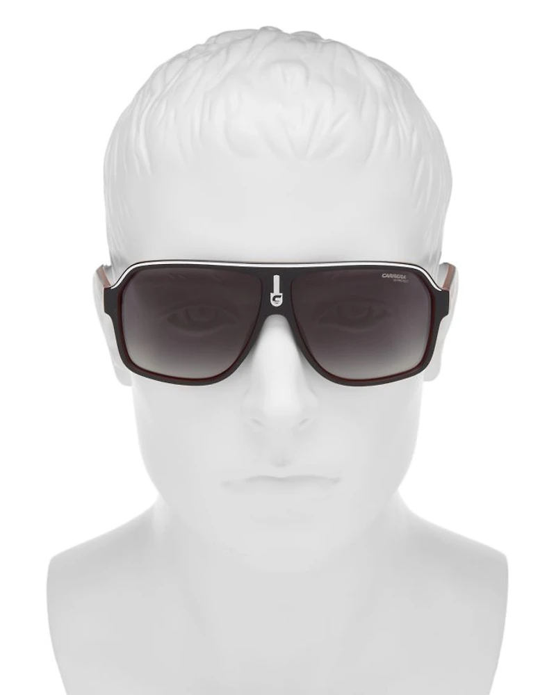 Oversized Flat Top Aviator Sunglasses, 65mm