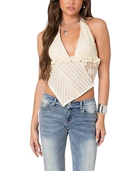 Edikted Quinta Lacey Asymmetric Halter Top