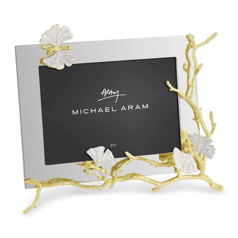 Butterfly Ginkgo Gold Reflective Frame, 5" x 7"