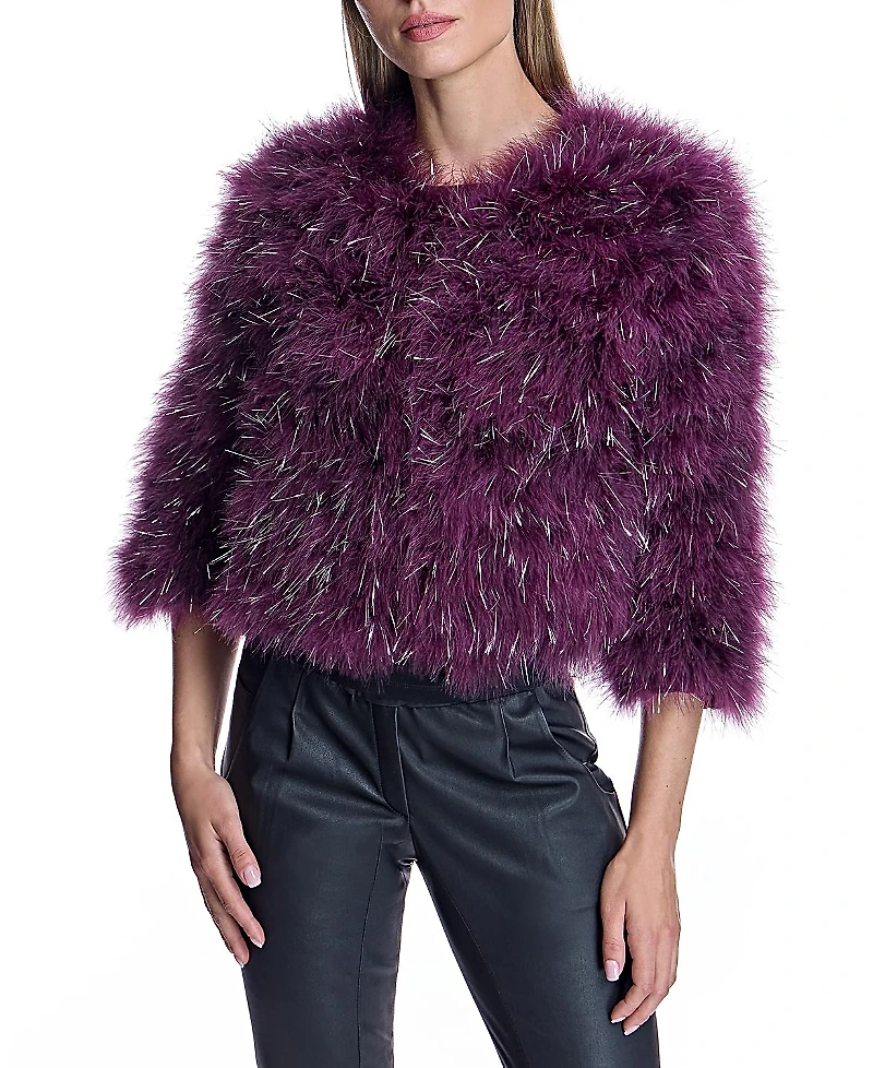 Maximilian Feather Bolero with Metallic Thread Inserts
