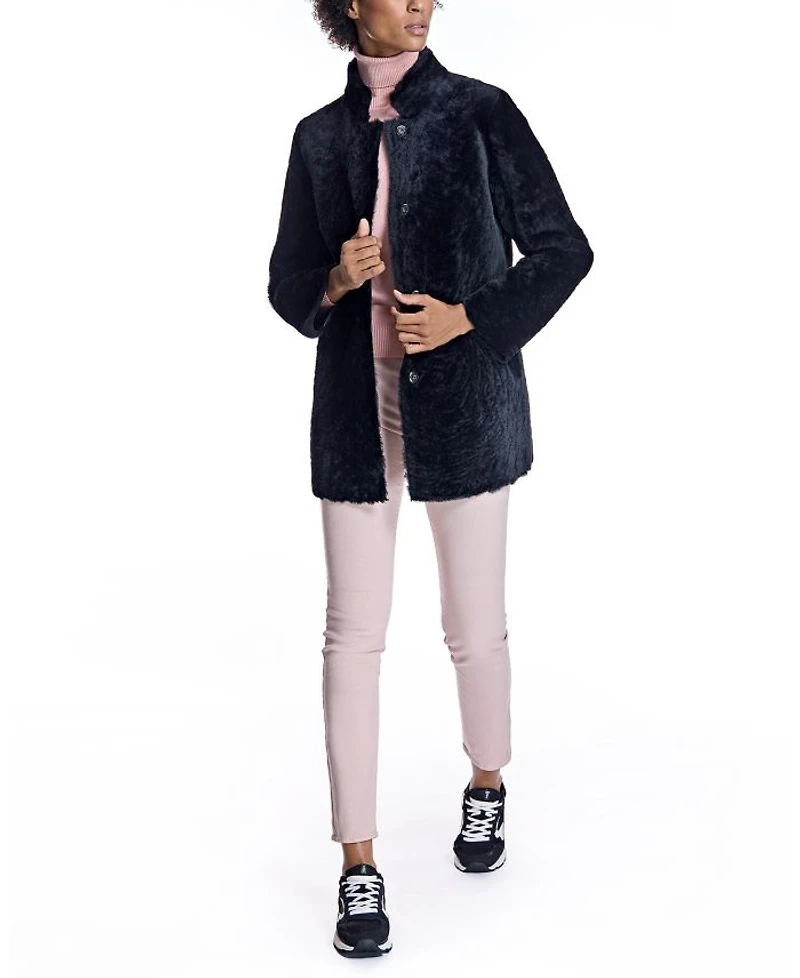 Reversible to Leather Shearling Jacket with Zipper