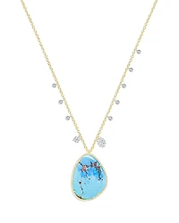 Meira T 14K White & Yellow Gold Turquoise & Diamond Dangle Pendant Necklace