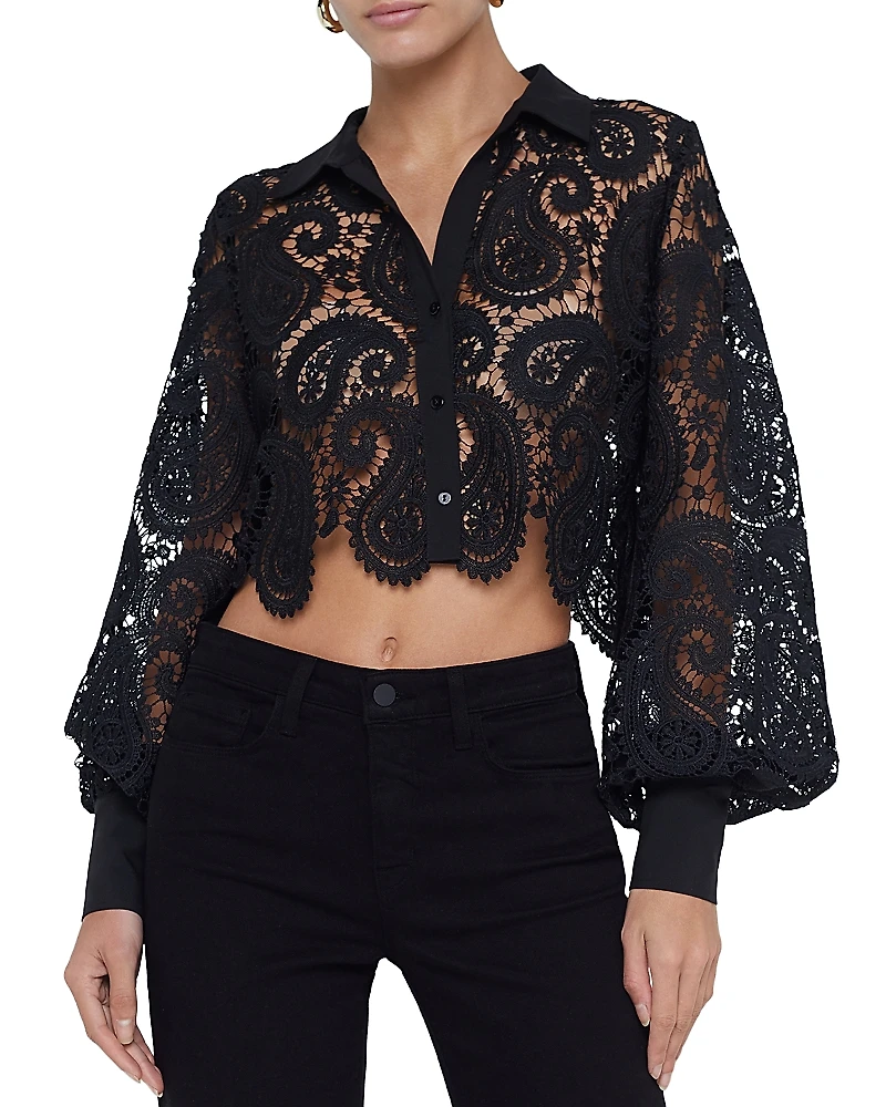 L'Agence Odelia Lace Crop Blouse