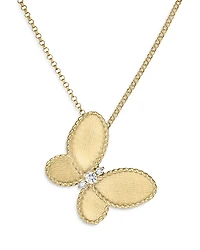 Roberto Coin 18K Yellow Gold Jasmine Diamond Butterfly Pendant Necklace, 16-18