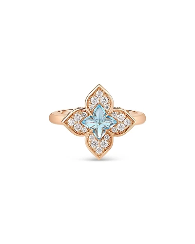 Roberto Coin 18K Rose Gold Venetian Princess Carnival Blue Topaz & Diamond Flower Ring