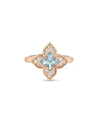 Roberto Coin 18K Rose Gold Venetian Princess Carnival Blue Topaz & Diamond Flower Ring