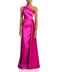 Teri Jon by Rickie Freeman Crepe One Shoulder Gown