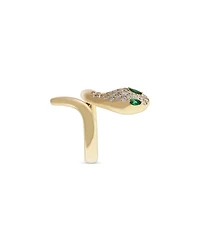 18K Yellow Gold Serpent Diamond & Emerald Snake Ring - Exclusive, Italy Campaign