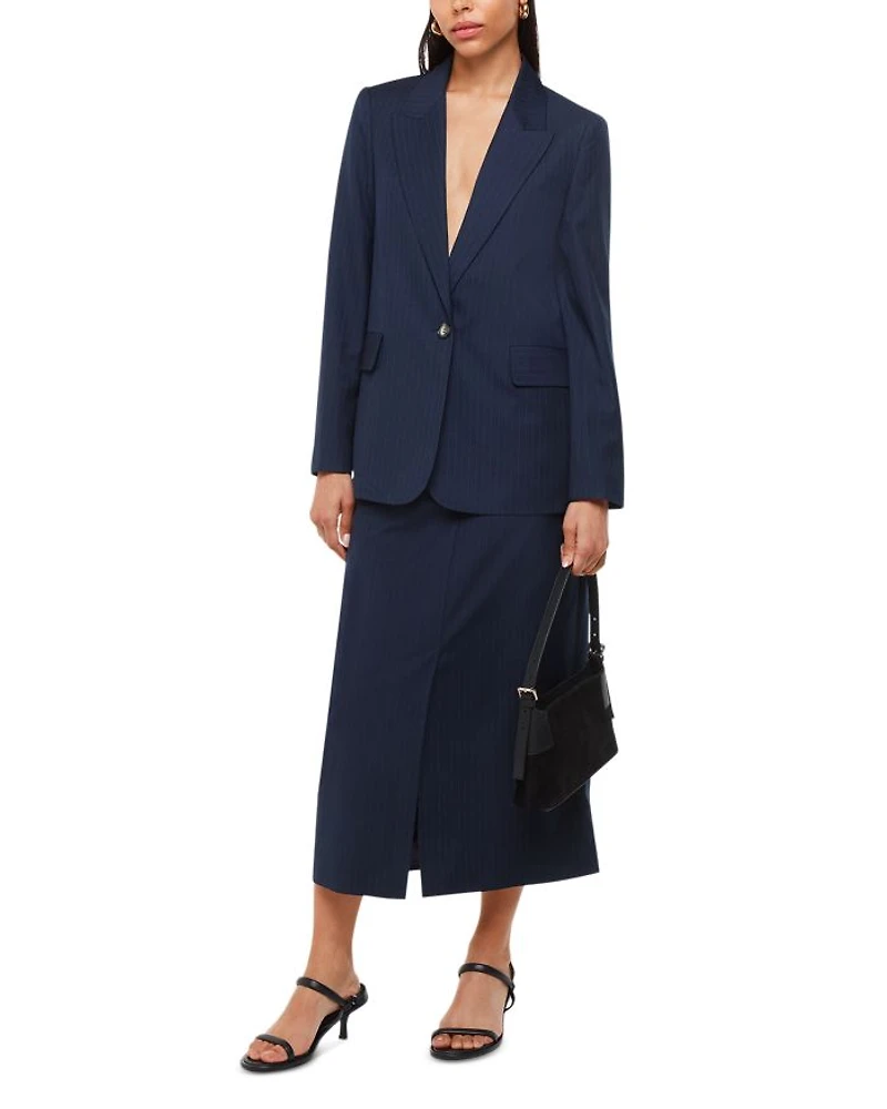 Pinstriped Tailored Midi Skirt