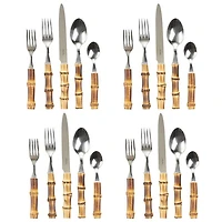 Bamboo 20 Piece Flatware Set, Natural