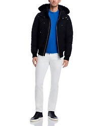 Shearling Trim Down Bomber Jacket