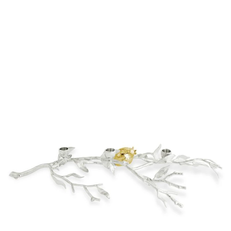 Pomegranate Silver and Gold Tone Low Candleholder
