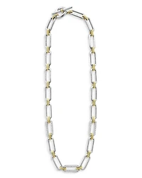 18K Yellow Gold & Sterling Silver Signature Caviar Diamond Trio Station Link Collar Necklace, 18"