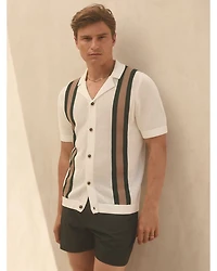 Danube Wide Stripe Button Front Camp Shirt