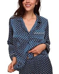 Inez Printed Washable Silk Long Pajama Set