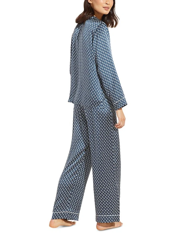 Inez Printed Washable Silk Long Pajama Set
