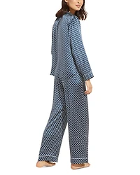 Inez Printed Washable Silk Long Pajama Set