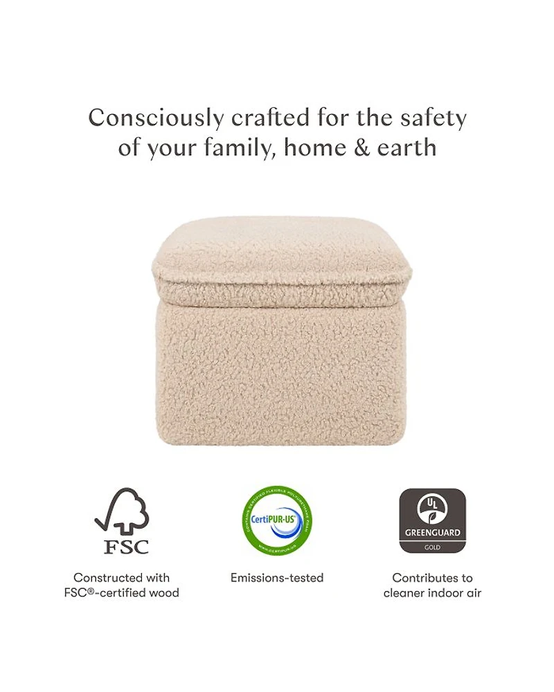 Cali Storage Ottoman in Faux Shearling