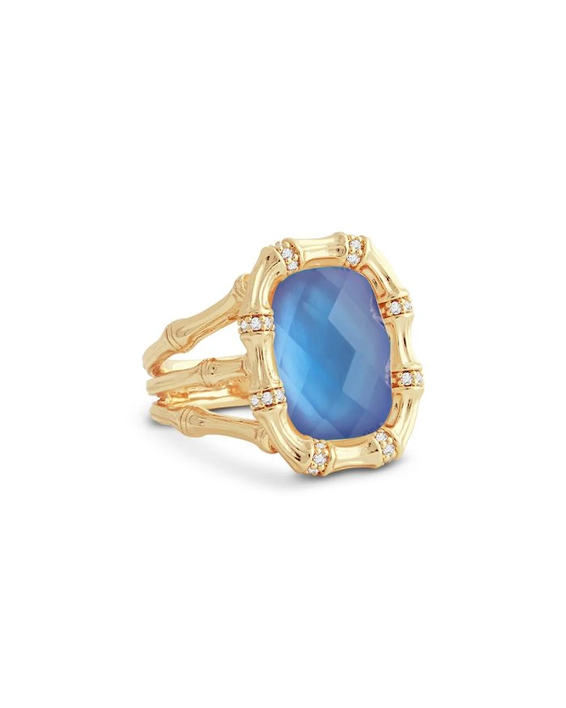 Bamboo Stone Statement Ring 18K Gold Plated