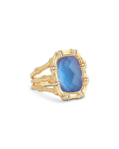 Bamboo Stone Statement Ring 18K Gold Plated