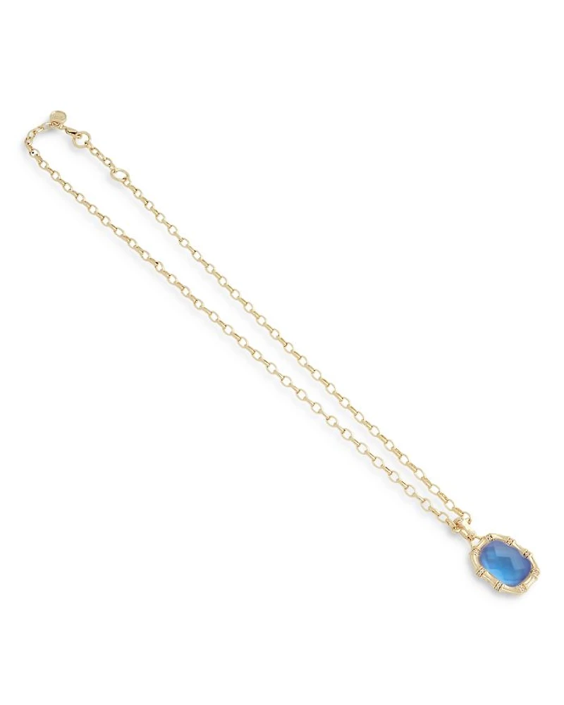 Bamboo Stone Pendant Necklace in 18K Gold Plated