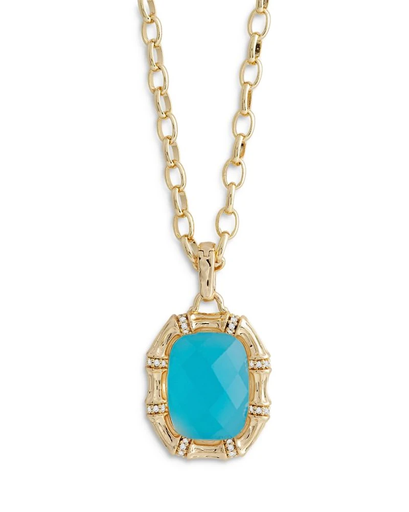 Bamboo Turquoise Colored Stone Necklace, 18"- 20"