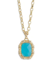Bamboo Turquoise Colored Stone Necklace, 18"- 20"