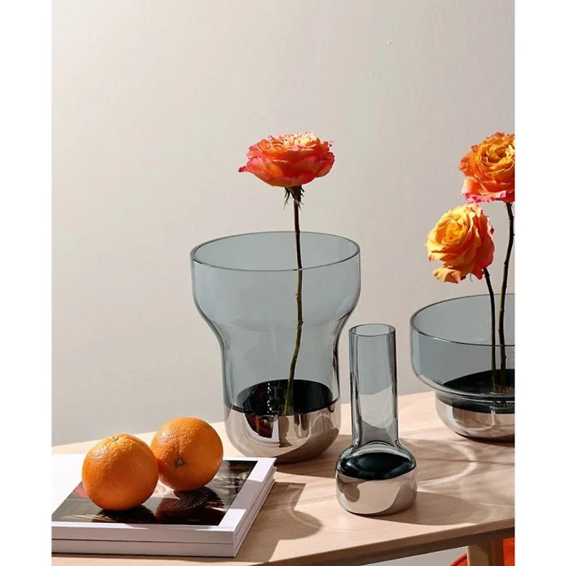 Wide Contour Vase, Steel Blue