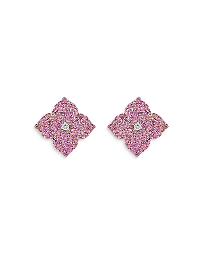 Piranesi 18K Rose Gold Large Fiore Earrings with Pink Sapphires and Diamonds