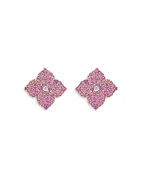 Piranesi 18K Rose Gold Large Fiore Earrings with Pink Sapphires and Diamonds