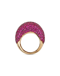 18K Rose Gold Dome Pink Sapphire Pavé Large Statement Ring