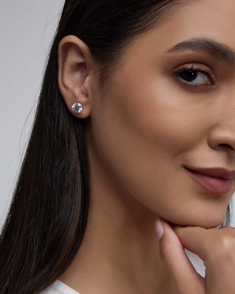 Certified Lab Grown Diamond Stud Earrings 18K White Gold