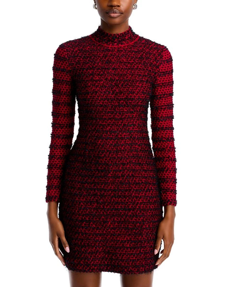 Two Toned Eyelash Knit Sheath Dress