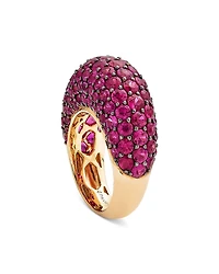 Piranesi 18K Rose Gold Dome Pink Sapphire Pave Large Statement Ring