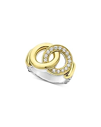 Lagos Two Tone Interlocking Diamond Statement Ring, 0.34 tcw