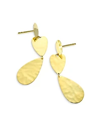 18K Yellow Gold 18K Classico Crinkle Mixed Shape Triple Drop Earrings