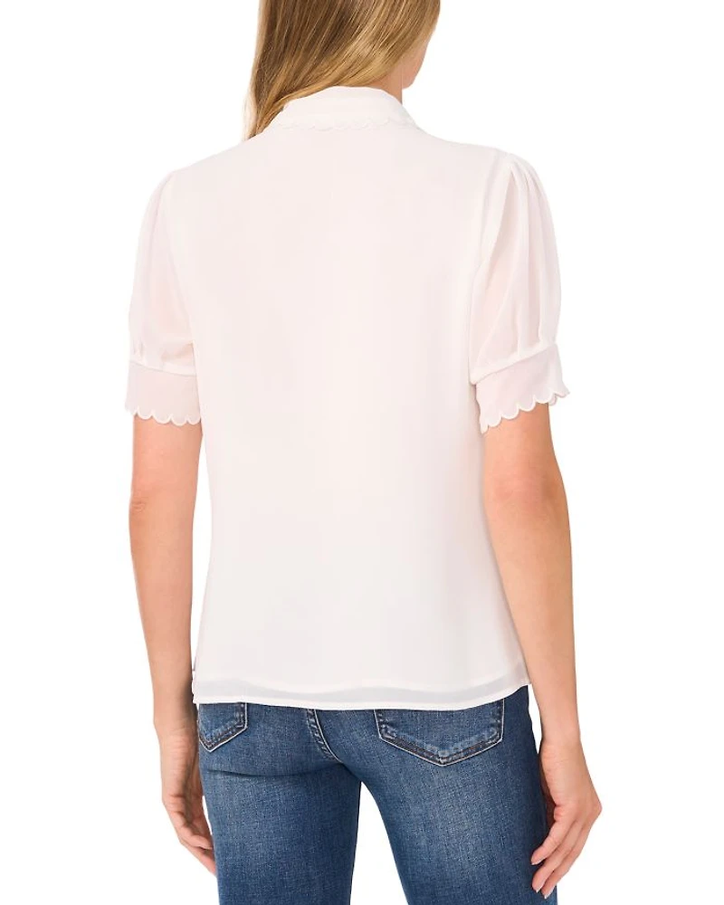 Scalloped Button Front Blouse