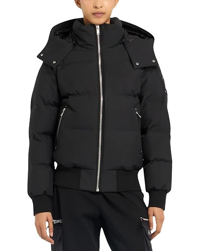 Cloud Shearling Trim Down Bomber Jacket