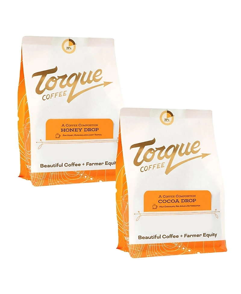 GoCoffeeGo - Torque Professor Peaberry's Drip Duo - Cocoa Drop & Honey Drop (2x 12oz bags total)